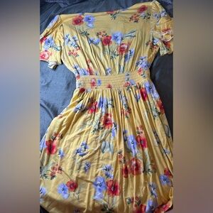 Forever 21 Yellow floral v cut Dress